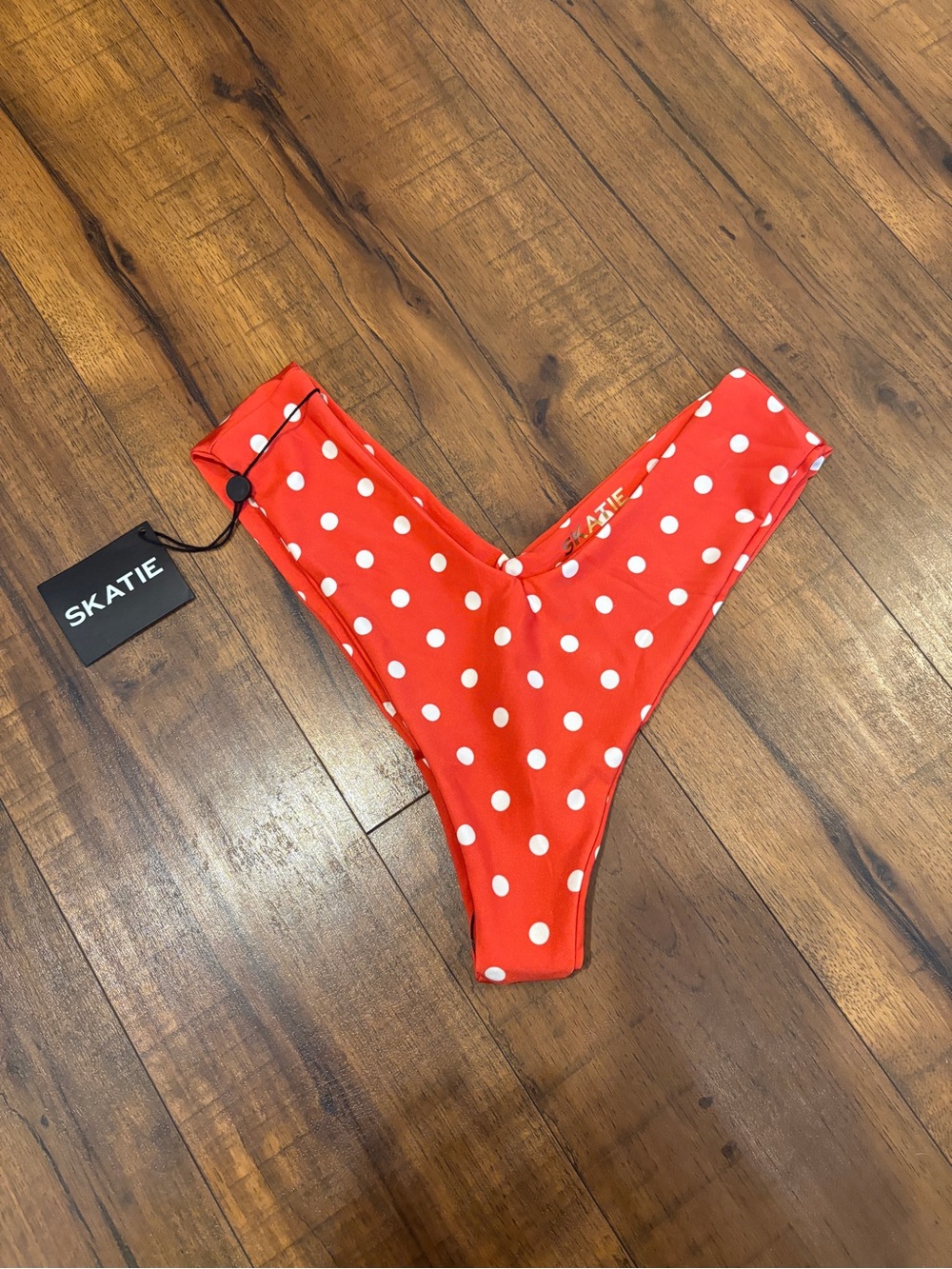 Skatie Mandi Bikini Bottom Delray Red White Polka Dots Size Large NWT